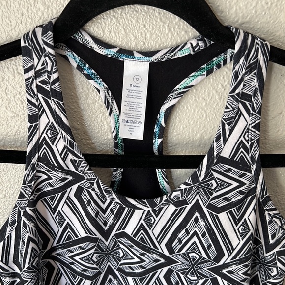 Ivivva Tank Top Girls Black and White Geometric Print Athletic Girls Size 12 - Picture 2 of 8
